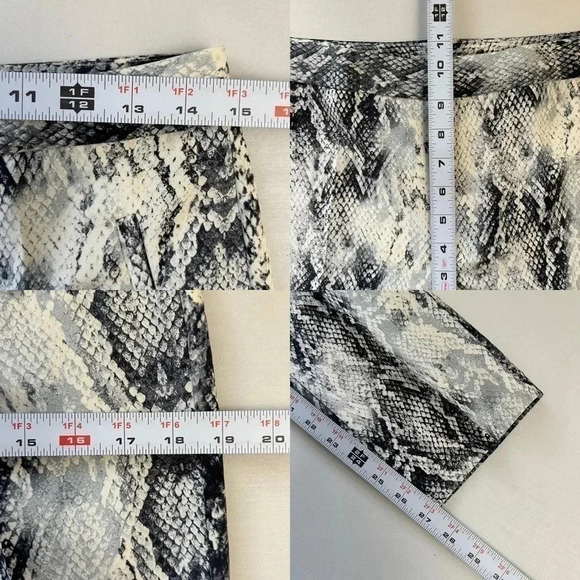 Zara Cigarette Trousers Snakeskin Print Pants Ankle Cropped Grey White Small - Picture 12 of 16